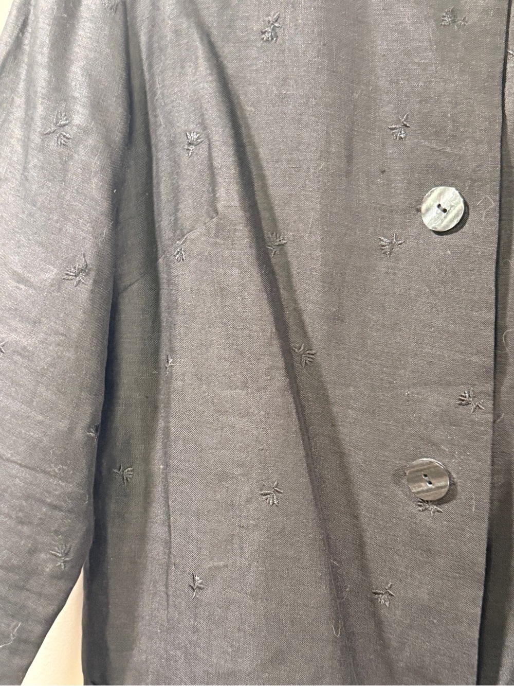 HW NEW YORK Women’s Black Collarless Button Linen Blazer with Embroidery Size 8 - Picture 2 of 9